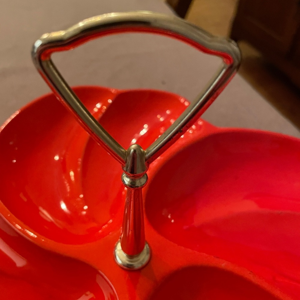 Vintage Haeger 8110-H Red/Orange Ceramic Relish Divided Tray Pottery. - Picture 4 of 7